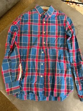 Bonobos Blue and Red Plaid Button-Down Shirt